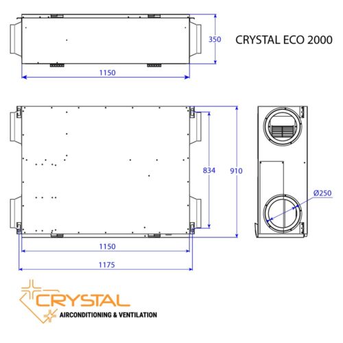 recuperator razmeri crystal eco 2000