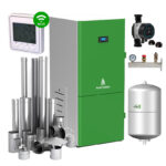 Centrala peleti compacta Mareli Premium RubynoR SBN 20-35KW- kit evacuare inox , pompa digitala, vas expansiune, termostat WiFi