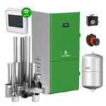 Centrala peleti compacta Mareli Premium RubynoR ECOSTAR SBN 20-35KW- kit evacuare inox, grup de siguranta, pompa digitala, vas expansiune, termostat WiFi