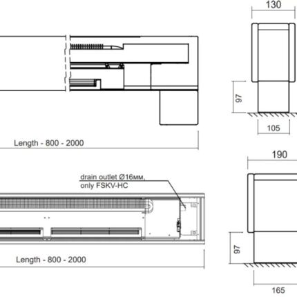 Date tehnice Ventiloconvector compact FOKS FSKV cu ventilator