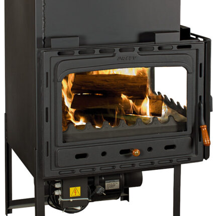 Semineu focar pe lemne incastrabil cu ventilator model 2CF - 22kW