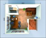 Casa tip container de 30m2 mobila Duni