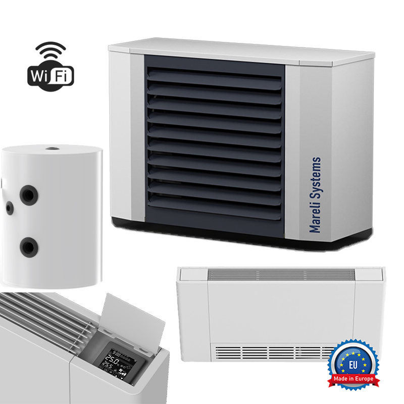 Pachet cu pompa de caldura monobloc Mareli 6kW R290 pentru apartament cu ventiloconvectoare si Puffer Pachet cu pompa de caldura monobloc Mareli 6kW R290 pentru apartament cu ventiloconvectoare si Puffer
