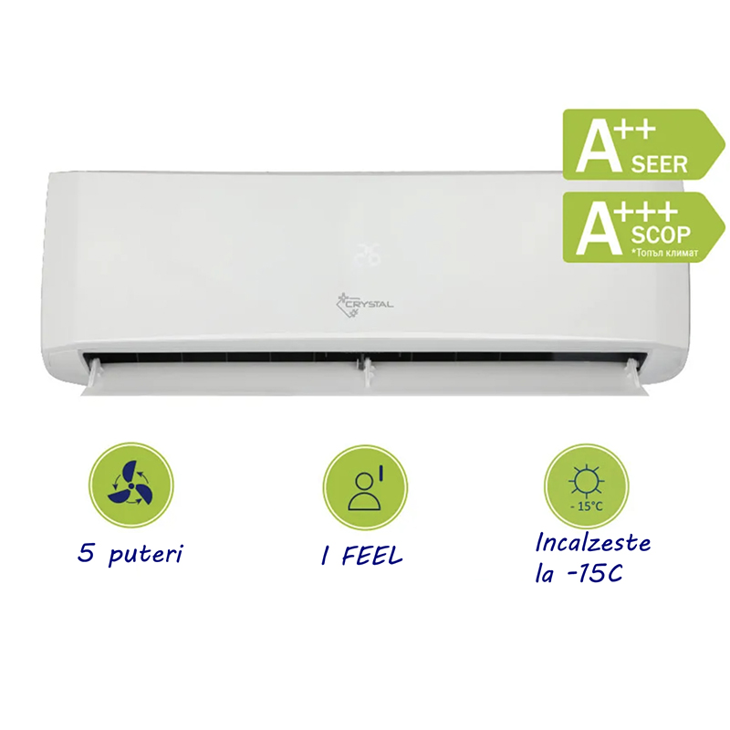 Aer conditionat HomeFort R32-WiFi optional Crystal 9000 BTU Emerald Inverter Aer conditionat HomeFort R32-WiFi optional Crystal 9000 BTU Emerald Inverter