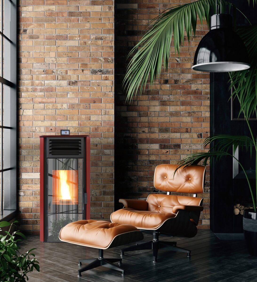 soba peleti VERSO VPBS 10kw DESIGN design ivory rosu 1