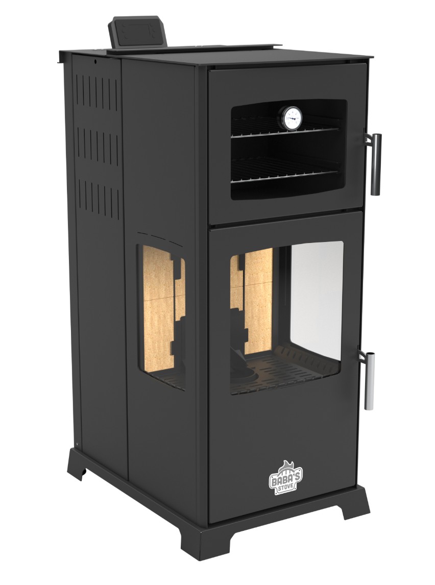 Soba de gatit pe peleti cu plita si cuptor GOLD E 12kW- cu cotroller digital si curatare automata