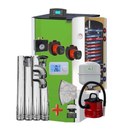 Centrala peleti Mareli compacta Matera 24kW Mareli - insclus kit evacuare, termostat AMB, aspirator cenusa, pompe digitale, grup siguranta, vas expansiune, boiler 120l cu doua serpentine