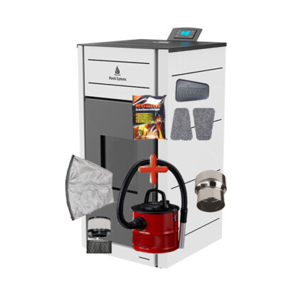 Termosemineu peleti Matera 24kW - include aspirator cenusa cu dubla filtrare, reductie evacuare 120mm, burete curatare sticla