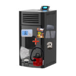 Termosemineu Mareli ONYX 24kW- curatare automata-pachet cu aspirator cenusa, termostat AMB, reductie, burete curatare sticla semineu