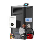 Termosemineu Mareli ONYX 24kW- curatare automata-pachet cu aspirator cenusa, termostat AMB, reductie, burete curatare sticla semineu, stabilizator de tensiune