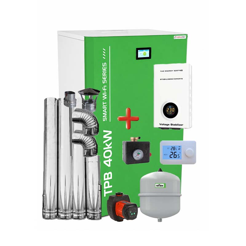 centrala_peleti_compacta_40kw_thermfort_tpb40_WIfi_800x_vas_expansiune_reductie_kit_hidraulic_termostat_cos_stabilizator Centrala pe peleti compacta Thermfort 10-40kW TPB40- Smart WiFi Modul incorporat-termostat AMB, grup de siguranta, vas expansiune, pompa digitala, kit evacuare, stabilizator de tensiune - imagine 1